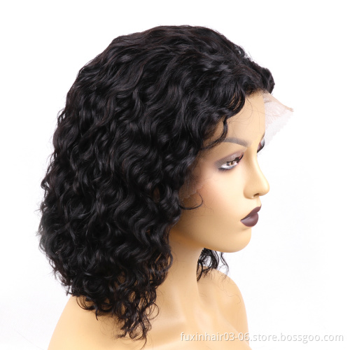 Glueless Water Wave Human Hair Hd Lace Frontal Wigs Waterwave Full Lace Wig Kinky Curly Human Hair Wig Short Bob Ombre Mongolian